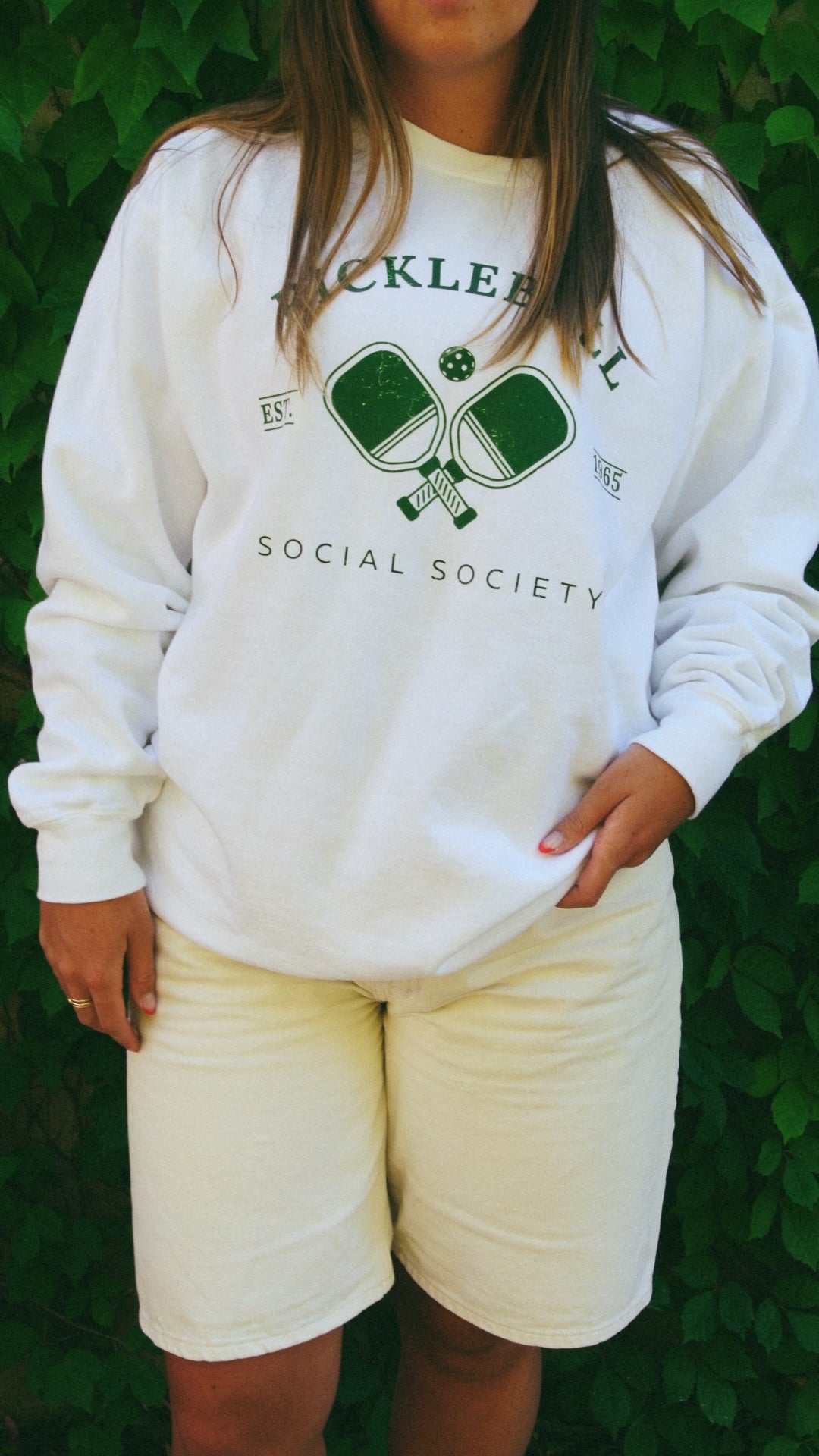 Social Society- Pickleball White Crewneck